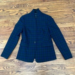 J. Crew Recent Blazer in Navy, Green, and Black Plaid Wool